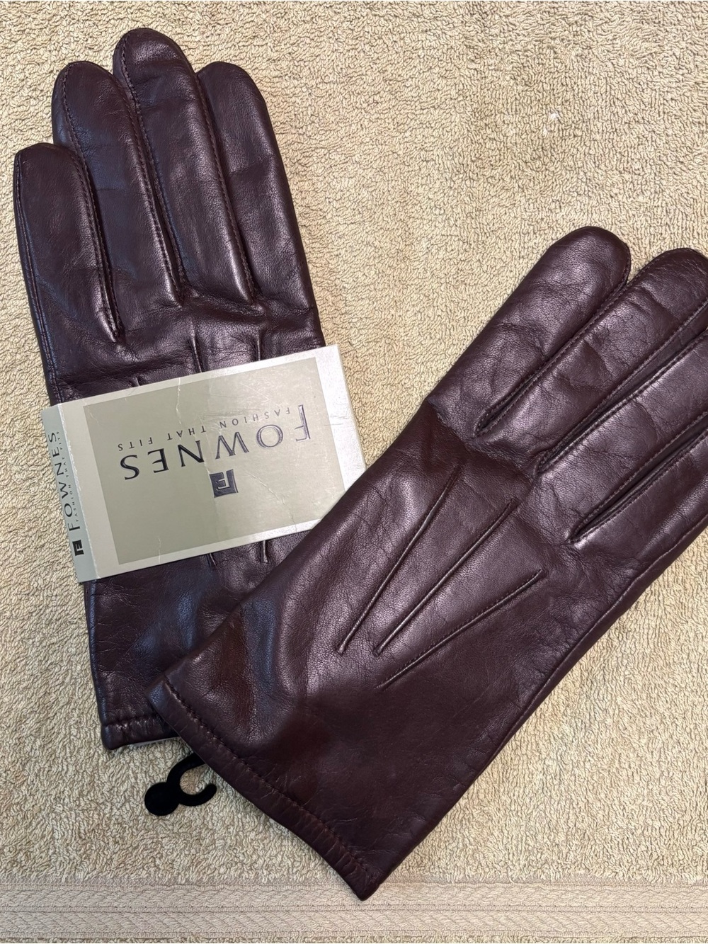 Fownes brown leather gloves.